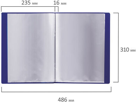 Папка 20 вкладышей BRAUBERG "Contract", синяя, вкладыши-антиблик, 0,7 мм, бизнес-класс, 221772