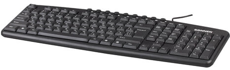 Клавиатура проводная SONNEN KB-8137, USB, 104 клавиши + 12 дополнительных, мультимедийная, черная, 512652