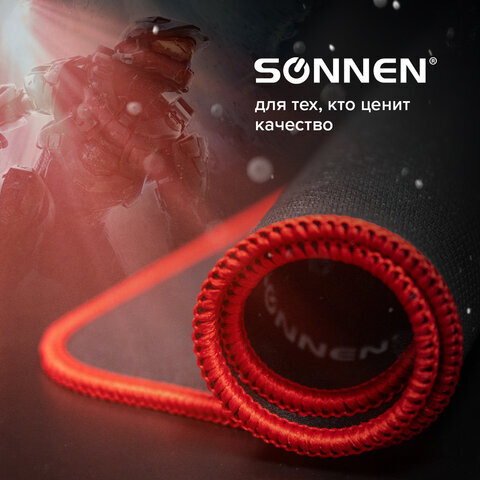 Коврик компьютерный для мыши большой SONNEN "CYBER OUTLAW", ткань + резина, 400х355х3 мм, 513616