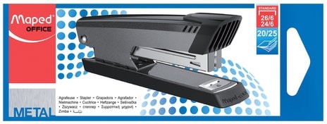 Степлер №24/6, 26/6 металлический MAPED (Франция) "Start", до 25 листов, темно-серый, 392710