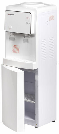 Кулер для воды SONNEN FSE-02i, напольный, НАГРЕВ/ОХЛАЖДЕНИЕ ЭЛЕКТРОННОЕ, шкаф, 2 крана, белый, 455742