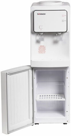 Кулер для воды SONNEN FSE-02i, напольный, НАГРЕВ/ОХЛАЖДЕНИЕ ЭЛЕКТРОННОЕ, шкаф, 2 крана, белый, 455742