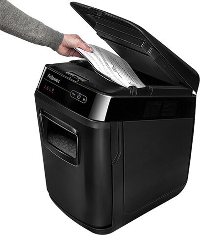 Уничтожитель (шредер) FELLOWES AUTOMAX 150C, АВТОПОДАЧА, 4 уровень секретности, фрагменты 4x38 мм, 150 листов, 32 л., FS-4680101