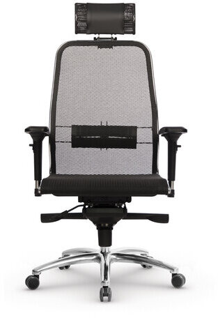 Кресло офисное МЕТТА "SAMURAI" S-3.04, с подголовником, сверхпрочная ткань-сетка, черное