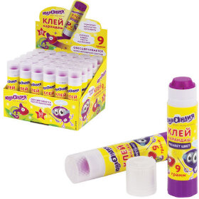 Клей-карандаш цветной ЮНЛАНДИЯ &quot;ЮНЛАНДИК И ХАМЕЛЕОН&quot;, 9 г, обесцвечивающийся после высыхания, 227613