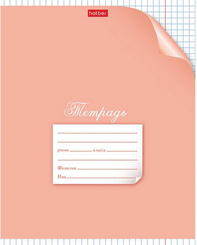 Тетрадь 12 л. HATBER клетка, обложка картон, "С уголком", 12Т5В1