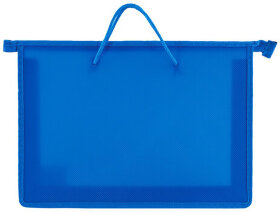 Папка на молнии с ручками ПИФАГОР, А4, пластик, молния сверху, однотонная синяя, 228235