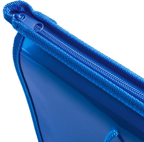 Папка на молнии с ручками ПИФАГОР, А4, пластик, молния сверху, однотонная синяя, 228235