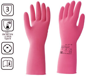 Перчатки латексные КЩС, прочные, хлопковое напыление, размер 9,5-10 XL, очень большой, красные, HQ Profiline, 73588