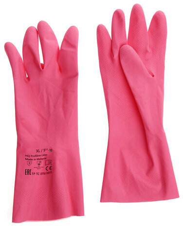 Перчатки латексные КЩС, прочные, хлопковое напыление, размер 9,5-10 XL, очень большой, красные, HQ Profiline, 73588