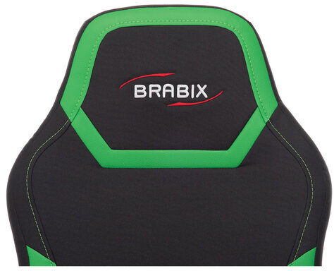 Кресло компьютерное BRABIX "Alpha GM-018", ткань/экокожа, черное/зеленое, 532639, GM-018_532639