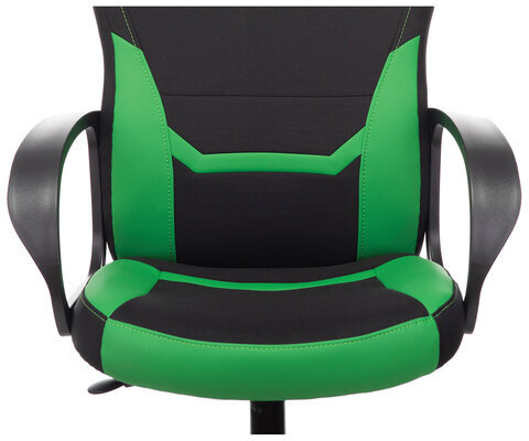 Кресло компьютерное BRABIX "Alpha GM-018", ткань/экокожа, черное/зеленое, 532639, GM-018_532639
