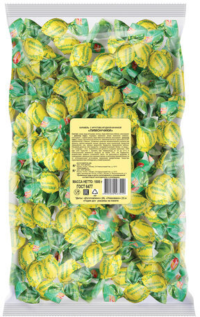 Карамель РОТ ФРОНТ "Лимончики", с фруктовой начинкой, 1 кг, пакет, РФ14200