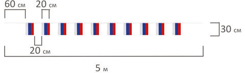 Гирлянда из флагов России, длина 5 м, 10 прямоугольных флажков 20х30 см, BRAUBERG, 550185, RU25