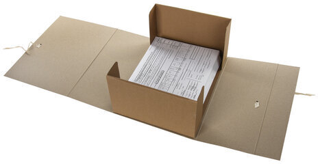 Короб архивный STAFF, А4 (240х330 мм), 150 мм, 2 завязки, переплетный картон, до 1400 листов, 111957