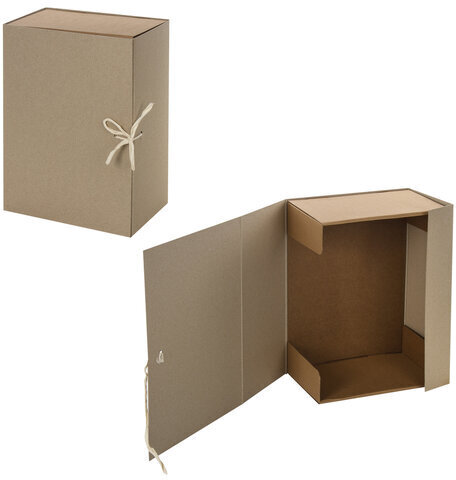 Короб архивный STAFF, А4 (240х330 мм), 150 мм, 2 завязки, переплетный картон, до 1400 листов, 111957