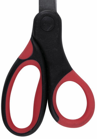 Ножницы BRAUBERG "Office", 160 мм, красно-черные, прорезиненные ручки, 2-х сторонняя заточка, 231564