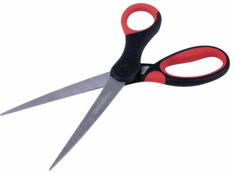 Ножницы BRAUBERG "Office", 160 мм, красно-черные, прорезиненные ручки, 2-х сторонняя заточка, 231564