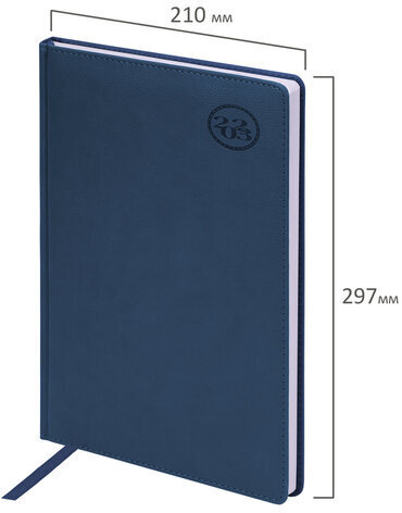 Ежедневник датированный 2023 БОЛЬШОЙ ФОРМАТ 210х297 мм А4, BRAUBERG "Favorite", синий, 113908