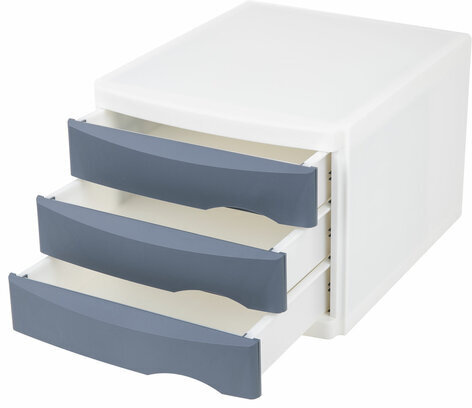 Бокс с 3 выдвижными лотками, корпус светлый, лотки серые, 235х300х355 мм, BRAUBERG "Office-Expert", 238040