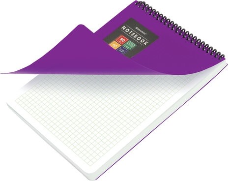 Блокнот А5 80 л., спираль пластиковая, обложка пластик, клетка, BRAUBERG "Metropolis", ФИОЛЕТОВЫЙ, 115571