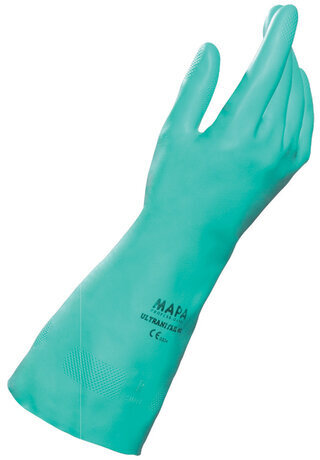 Перчатки нитриловые MAPA Ultranitril 492, хлопчатобумажное напыление, размер 8 (M), зеленые