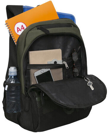 Рюкзак GRIZZLY школьный, анатомическая спинка, 2 отделения, для мальчиков, "MILITARY", 45х32х23 см, RU-330-7/3