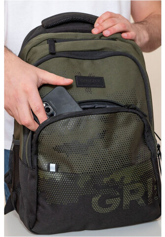 Рюкзак GRIZZLY школьный, анатомическая спинка, 2 отделения, для мальчиков, "MILITARY", 45х32х23 см, RU-330-7/3