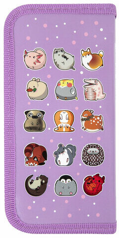 Пенал ПИФАГОР, 1 отделение, ламинированный картон, 19х9 см, "Animals", 271099