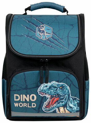 Ранец ПИФАГОР BASIC, 1 отделение, 3 кармана, эргономичная спинка, "Dino world", 35х28х18 см, 272046