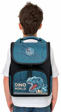 Ранец ПИФАГОР BASIC, 1 отделение, 3 кармана, эргономичная спинка, "Dino world", 35х28х18 см, 272046