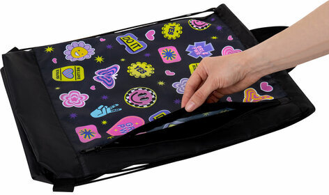 Мешок для обуви ЮНЛАНДИЯ с ручками, боковой карман на молнии, 46х36 см, "Patches", 272406