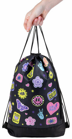 Мешок для обуви ЮНЛАНДИЯ с ручками, боковой карман на молнии, 46х36 см, "Patches", 272406