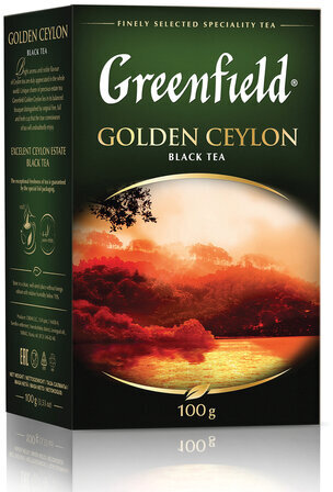 Чай GREENFIELD (Гринфилд) "Golden Ceylon ОРА", черный, листовой, 100 г, 0351