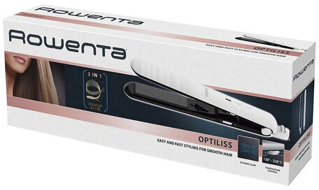 Выпрямитель для волос ROWENTA Optiliss SF3210F0, 10 режимов нагрева 130-230 °С, керамика, белый, 1830007885