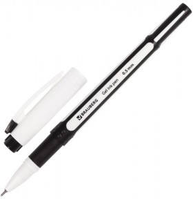 Ручка гелевая с грипом BRAUBERG "Contact", ЧЕРНАЯ, корпус черный, игольчатый узел 0,5 мм, линия письма 0,35 мм, 141185