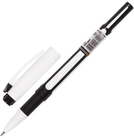 Ручка гелевая с грипом BRAUBERG "Contact", ЧЕРНАЯ, корпус черный, игольчатый узел 0,5 мм, линия письма 0,35 мм, 141185