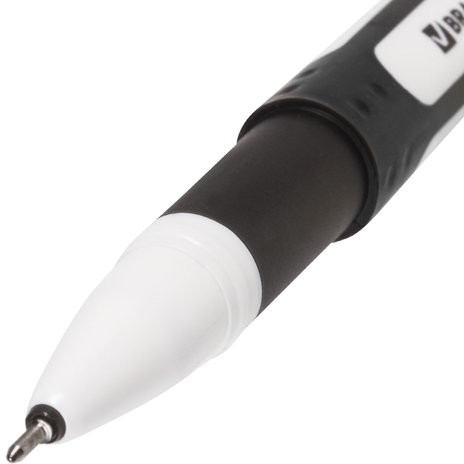 Ручка гелевая с грипом BRAUBERG "Contact", ЧЕРНАЯ, корпус черный, игольчатый узел 0,5 мм, линия письма 0,35 мм, 141185