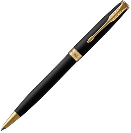 Ручка шариковая PARKER "Sonnet Core Matt Black GT", корпус черный матовый лак, позолоченные детали, черная, 1931519