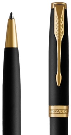 Ручка шариковая PARKER "Sonnet Core Matt Black GT", корпус черный матовый лак, позолоченные детали, черная, 1931519
