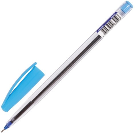 Ручка шариковая масляная BRAUBERG "Ice", СИНЯЯ, корпус прозрачный, узел 0,6 мм, линия письма 0,3 мм, 142686
