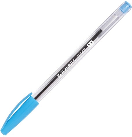 Ручка шариковая масляная BRAUBERG "Ice", СИНЯЯ, корпус прозрачный, узел 0,6 мм, линия письма 0,3 мм, 142686