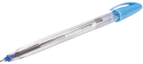 Ручка шариковая масляная BRAUBERG "Ice", СИНЯЯ, корпус прозрачный, узел 0,6 мм, линия письма 0,3 мм, 142686