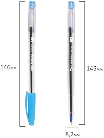 Ручка шариковая масляная BRAUBERG "Ice", СИНЯЯ, корпус прозрачный, узел 0,6 мм, линия письма 0,3 мм, 142686