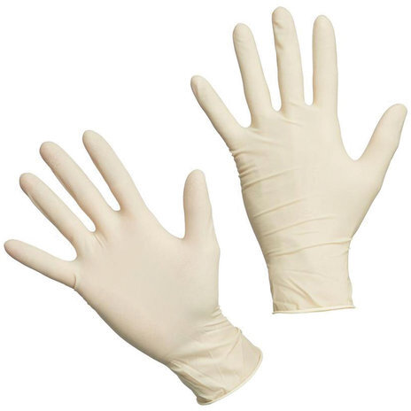 Перчатки латексные смотровые, КОМПЛЕКТ 50 пар (100 шт.), неопудренные, хлоринация, L, DERMAGRIP "Classic", D1503-10