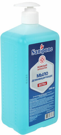 Мыло жидкое дезинфицирующее, 1 л, SANIPONE "Extra" (САНИПОН "Экстра"), дозатор, 1000-С-Б-П-Э