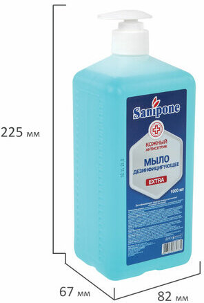 Мыло жидкое дезинфицирующее, 1 л, SANIPONE "Extra" (САНИПОН "Экстра"), дозатор, 1000-С-Б-П-Э