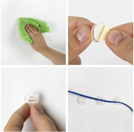 Крючки самоклеящиеся для гирлянд и проводов 1,5х1,5 см, КОМПЛЕКТ 90 шт., LAIMA Home, 608797