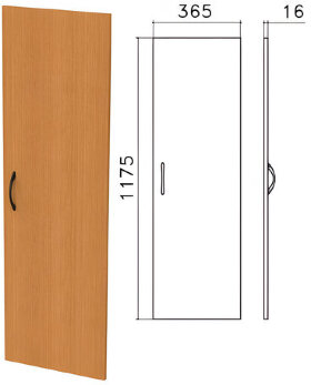 Дверь ЛДСП средняя &quot;Фея&quot;, 365х16х1175 мм, цвет орех милан, ДФ12.5