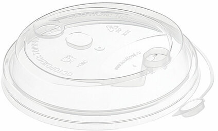 Крышка с питейником для бумажного стакана, диаметр 90 мм, глянцевая, прозрачная, полипропилен, ВЗЛП, 3001П